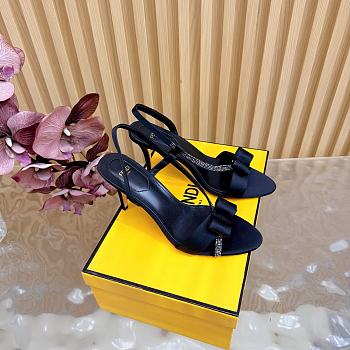 Okify Fendi Black Satin Stiletto Slingback Sandals 9cm
