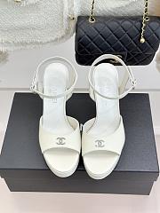 Okify CC White Leather Platform High Heel Sandals  - 3