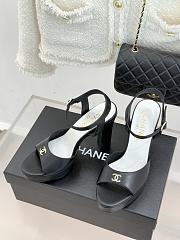 Okify CC Black Leather Platform High Heel Sandals  - 3