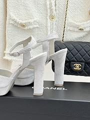 Okify CC White Suede Platform High Heel Sandals  - 3