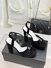 Okify CC Black Suede Platform High Heel Sandals  - 2