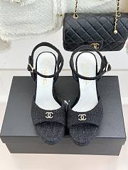 Okify CC Black Tweed Platform High Heel Sandals  - 2
