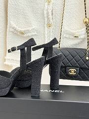 Okify CC Black Tweed Platform High Heel Sandals  - 3