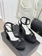 Okify CC Black Tweed Platform High Heel Sandals  - 5