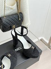 Okify CC Black Tweed Platform High Heel Sandals  - 6