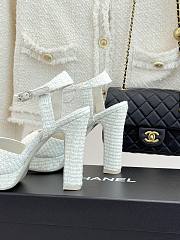 Okify CC White Tweed Platform High Heel Sandals  - 5