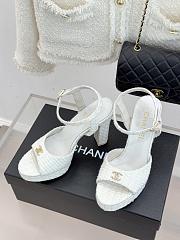 Okify CC White Tweed Platform High Heel Sandals  - 4