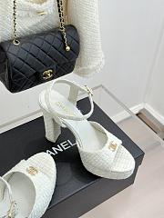 Okify CC White Tweed Platform High Heel Sandals  - 2