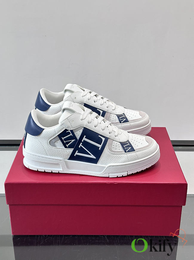 Okify Valentino White And Blue Men Sneakers - 1