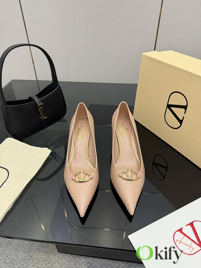 Okify Valentino Nude Leather High Heels 6.5cm - 1