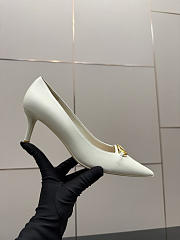 Okify Valentino White Leather High Heels 6.5cm - 6