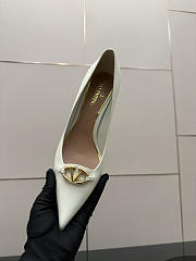 Okify Valentino White Leather High Heels 6.5cm - 5