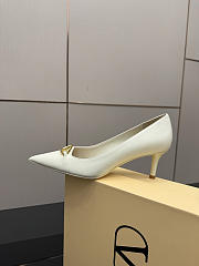 Okify Valentino White Leather High Heels 6.5cm - 3