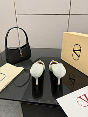 Okify Valentino White Leather High Heels 6.5cm - 2