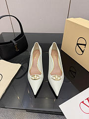 Okify Valentino White Leather High Heels 6.5cm - 1