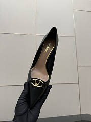 Okify Valentino Black Leather High Heels 6.5cm - 6