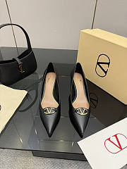 Okify Valentino Black Leather High Heels 6.5cm - 1