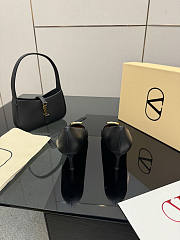 Okify Valentino Black Leather High Heels 6.5cm - 2