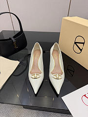 Okify Valentino White Patent Leather High Heels 6.5cm - 1