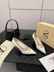 Okify Valentino White Patent Leather High Heels 6.5cm - 6