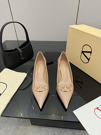Okify Valentino Nude Patent Leather High Heels 6.5cm