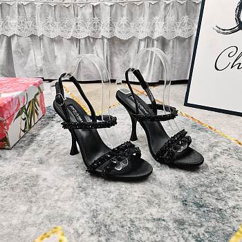 Okify Dolce & Gabbana Black Rhinestone High Heel Sandals