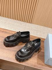 Okify Prada Black Thick Sole Women Loafers - 2