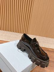 Okify Prada Black Patent Leather Thick Sole Women Loafers - 4