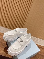 Okify Prada White Thick Sole Women Loafers - 5