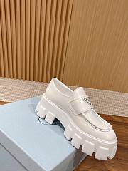 Okify Prada White Thick Sole Women Loafers - 4