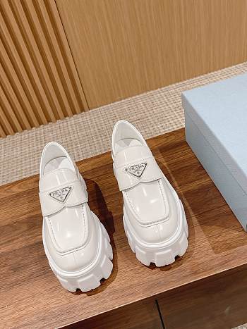 Okify Prada White Thick Sole Women Loafers