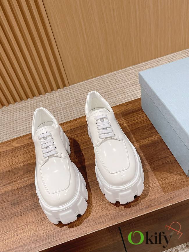 Okify Prada Derby White Women Shoes - 1