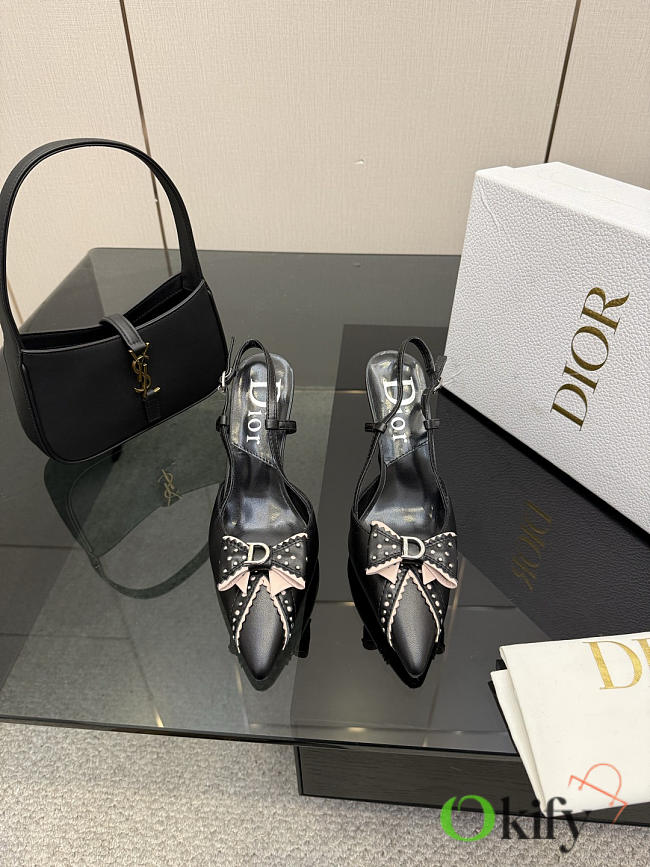 Okify Dior Bow Black High Heels 8.5cm - 1