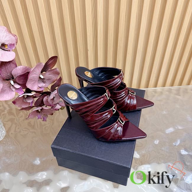 Okify YSL Red Burgundy Stiletto High Heels 11cm - 1
