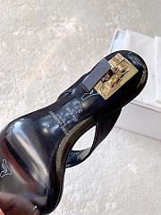 Okify YSL Black Satin Heeled Thong Mule Sandals - 4