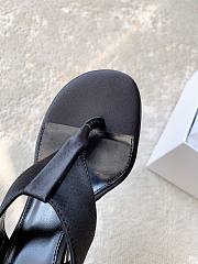 Okify YSL Black Satin Heeled Thong Mule Sandals - 3