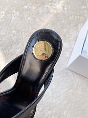 Okify YSL Black Satin Heeled Thong Mule Sandals - 5