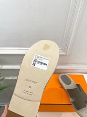 Okify Hermes Antigua Gray Woven Straw Slippers - 4