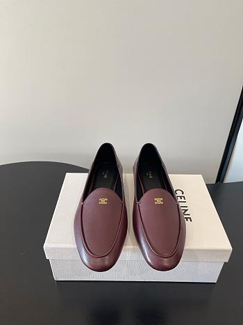 Okify Celine Red Burgundy Flat Women Loafers