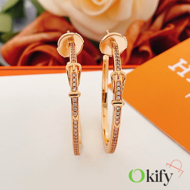 Okify Hermes Rose Gold Earrings 27926 - 1