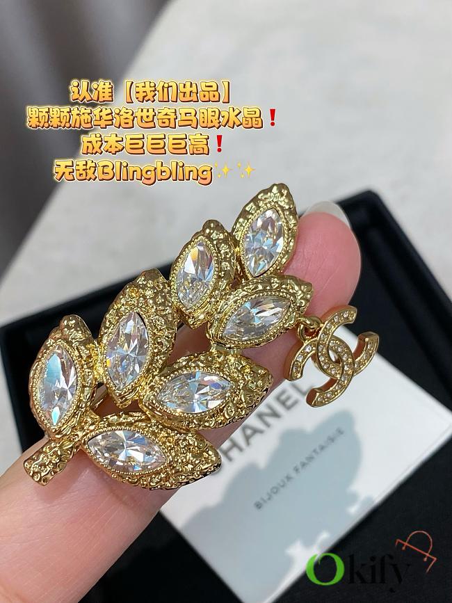 Okify CC Light Gold Rhinestone Brooch - 1