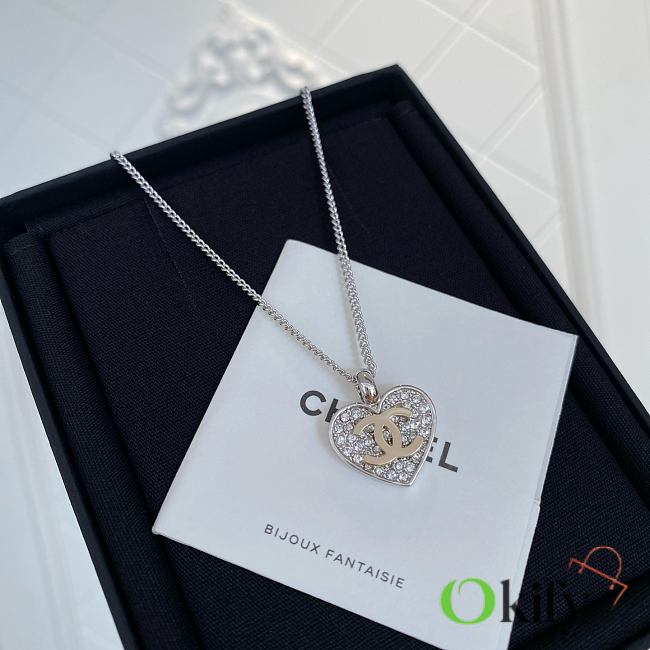 Okify CC Silver Heart Necklace With Diamond - 1