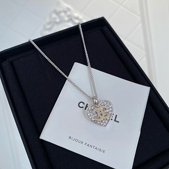 Okify CC Silver Heart Necklace With Diamond