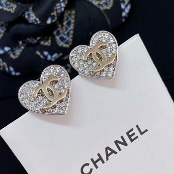 Okify CC Silver Heart Earrings With Diamond