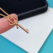 Okify Tiffany Rose Gold Necklace With Pink Rhinestone - 5