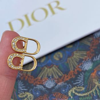 Okify Dior Gold Earrings With Half Diamond