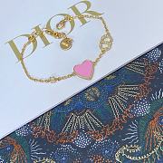 Okify Dior Gold Bracelet With Pink Heart And Diamond - 1