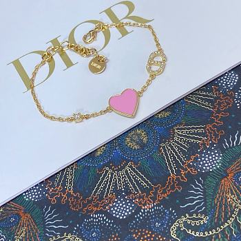 Okify Dior Gold Bracelet With Pink Heart And Diamond