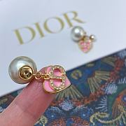 Okify Dior Gold Earrings With Pink Heart And Diamond - 2
