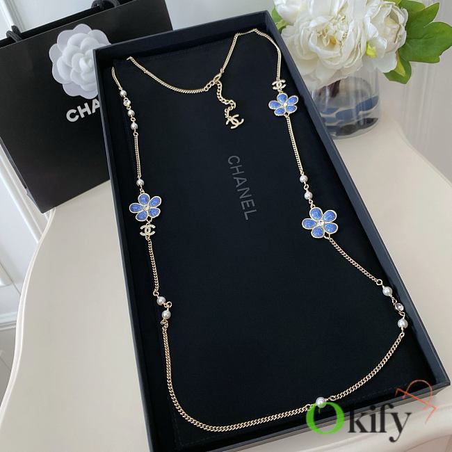 Okify CC Blue Flower Long Necklace - 1